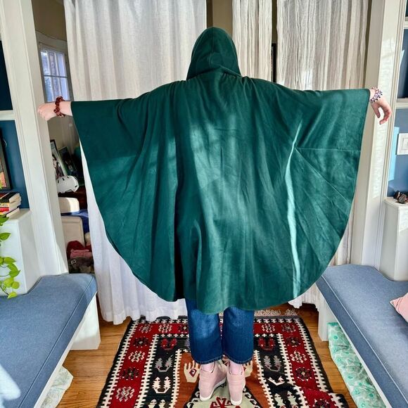 Vintage Eric Lewis Green Wool & Cashmere Hooded Irish Cape Cloak Poncho - Picture 5 of 9